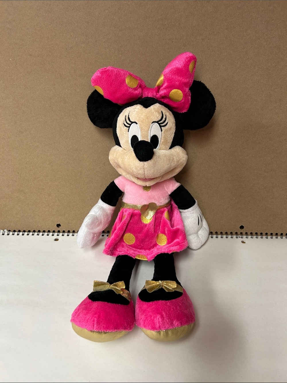 Disney Minnie Mouse Plush in Hot Pink with Gold Accents